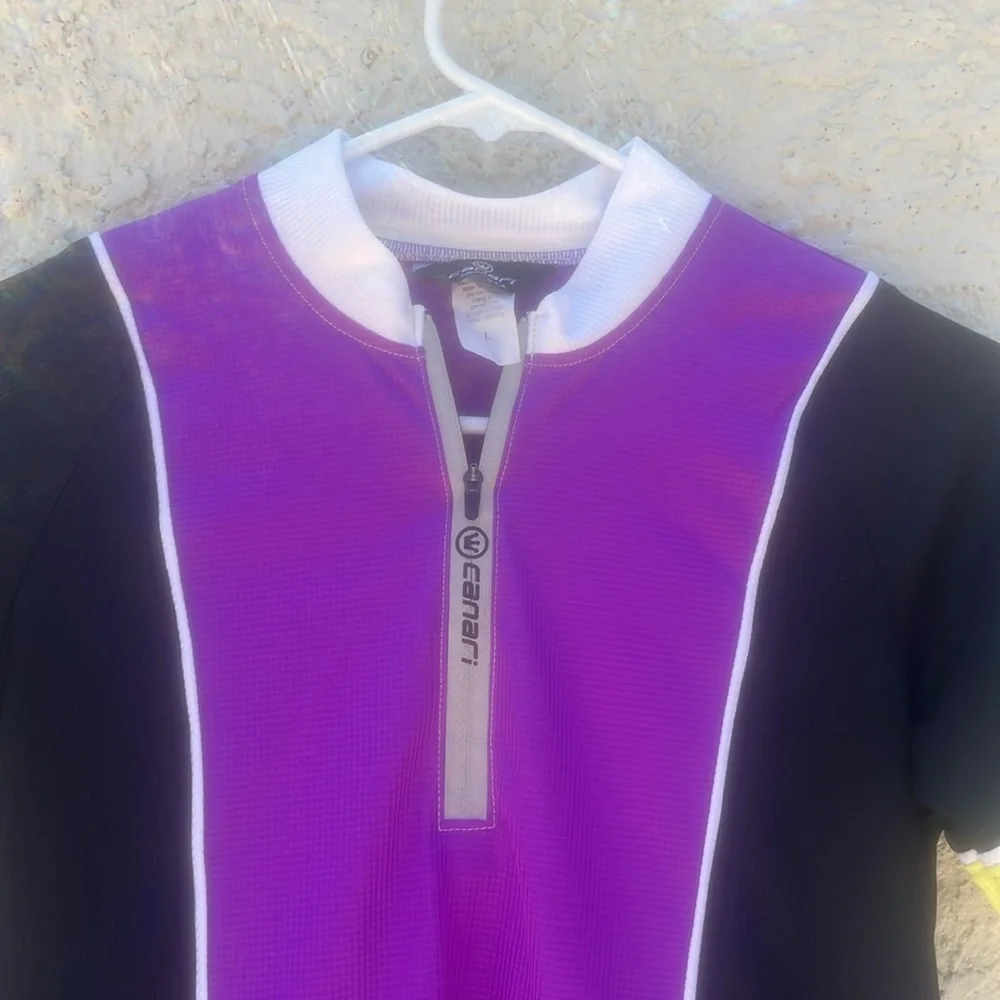 Canari Women's Black/Purple Short Sleeve 1/4 Zip Cycle Jersey Size L